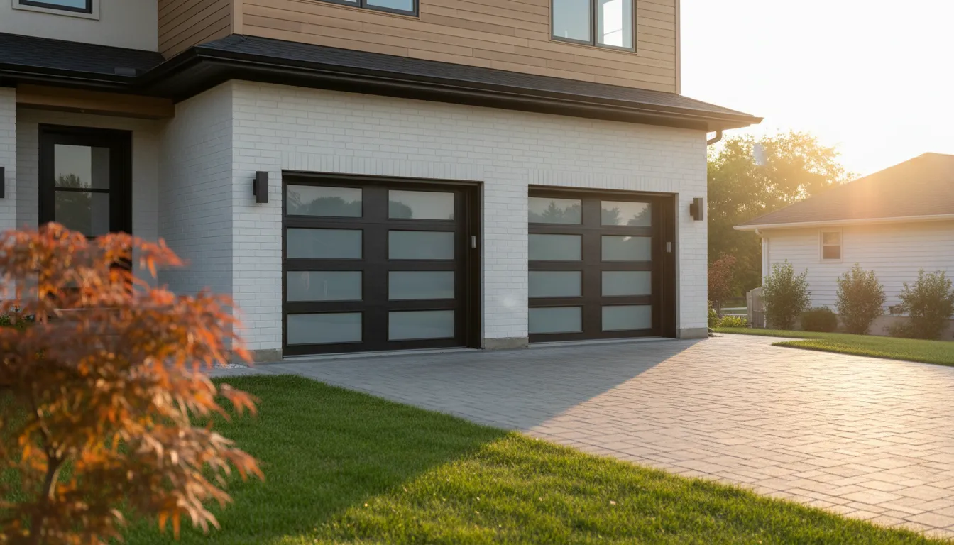 Professional garage door repair technician servicing a residential home in South Bend, Indiana